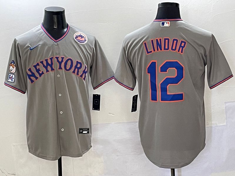 Men New York Mets #12 Lindor Grey Second generation 2025 Nike MLB Jersey style 10